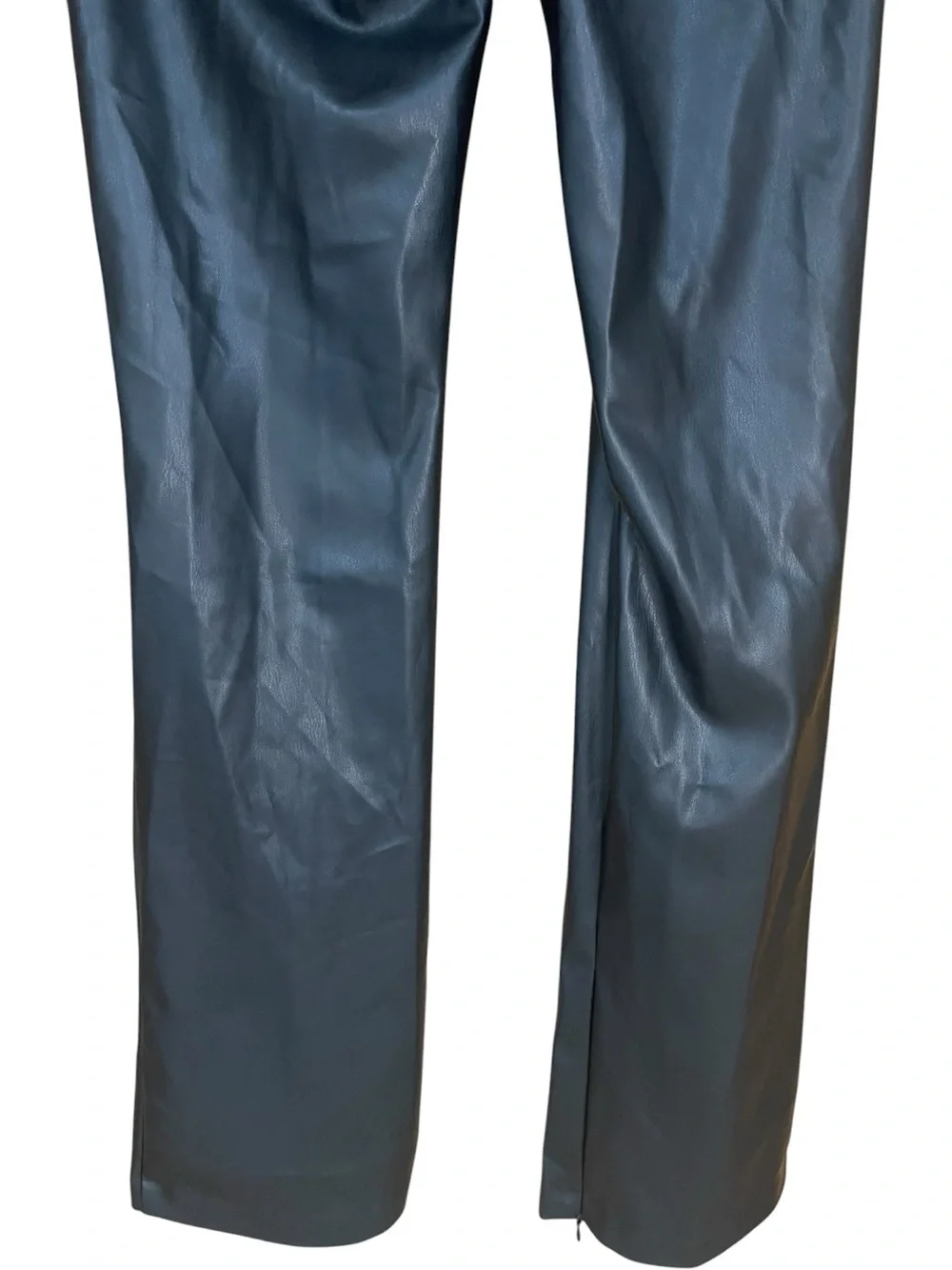 Zara Faux Leather Flared Trousers Pants Black